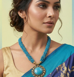 Seed Beads Necklace With Tibetan Pendant