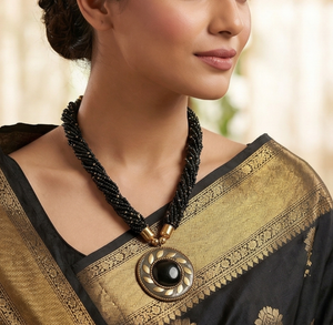 Seed Beads Necklace With Tibetan Pendant