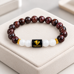 Capricorn Garnet & White Stone Bracelet