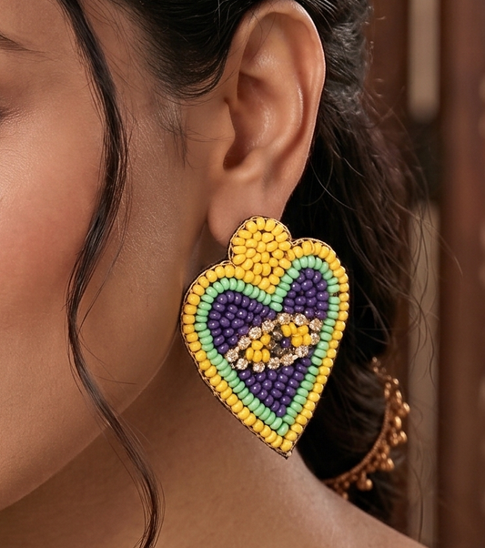 Beaded Heart Earring