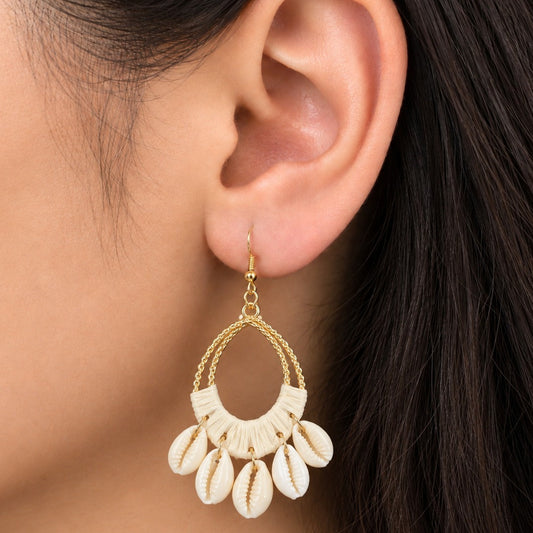Shell Charm Raffia Earring
