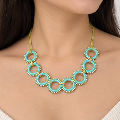 Aqua Beaded Link Necklace