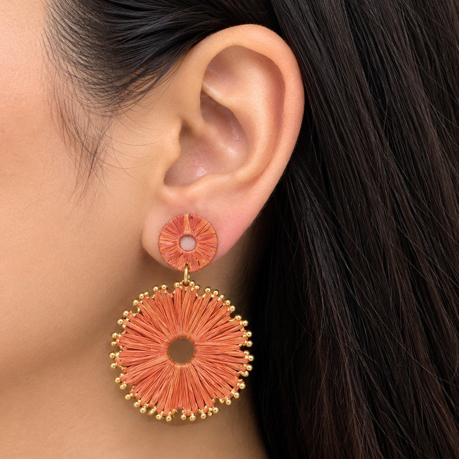 Brown Raffia Statement Earring