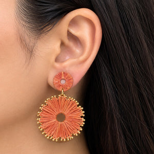 Brown Raffia Statement Earring