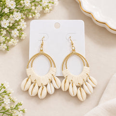 Shell Charm Raffia Earring