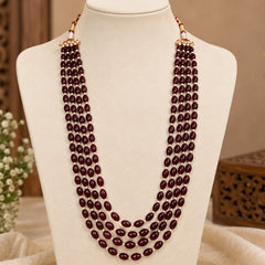 Maroon Multi-Strand Beaded Necklace