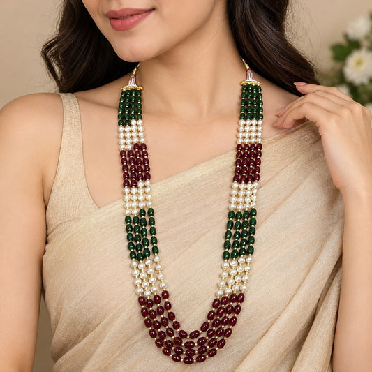 Multi-Color Pearl & Beaded Layered Necklace