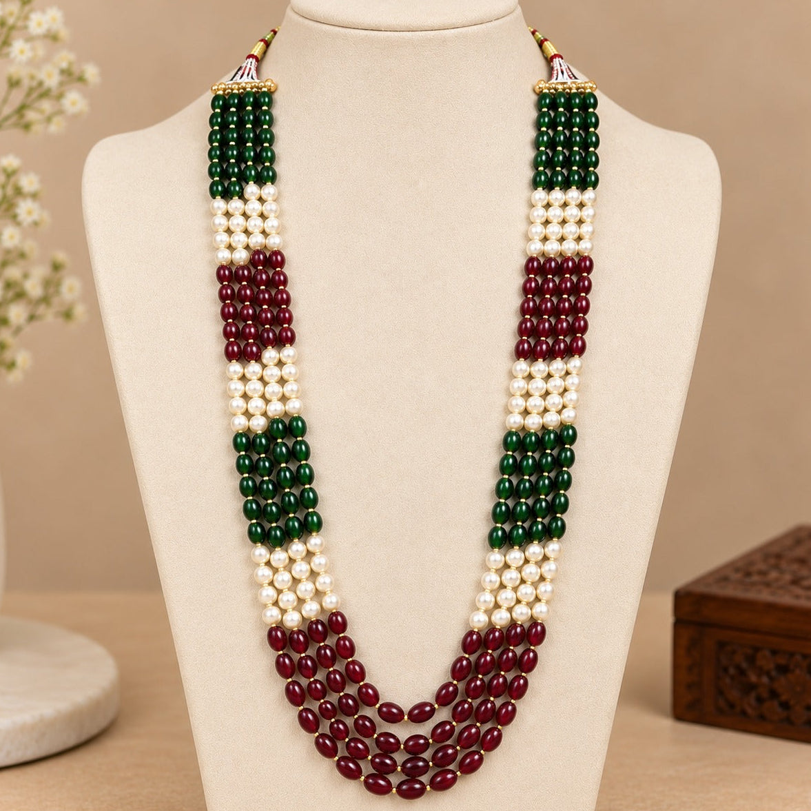 Multi-Color Pearl & Beaded Layered Necklace