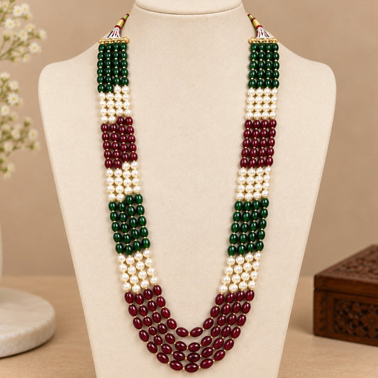 Multi-Color Pearl & Beaded Layered Necklace