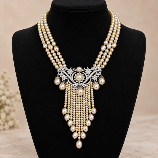 Multi-Strand Pearl Pendant Necklace