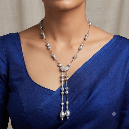 Elegant Pearl Lariat Necklace