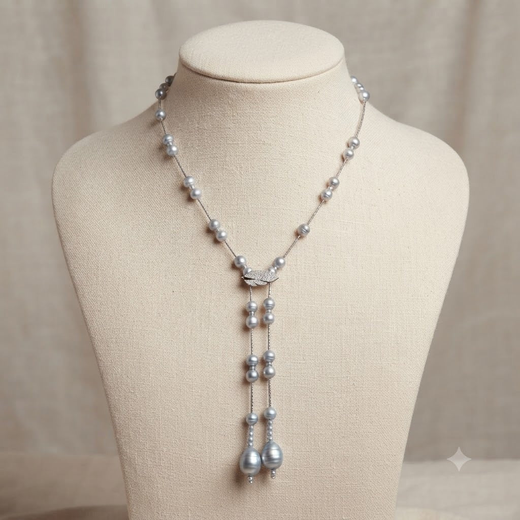 Elegant Pearl Lariat Necklace