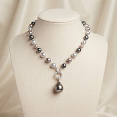 Elegant Gray & White Pearl Pendant Necklace