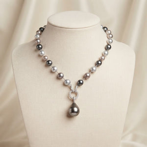 Elegant Gray & White Pearl Pendant Necklace