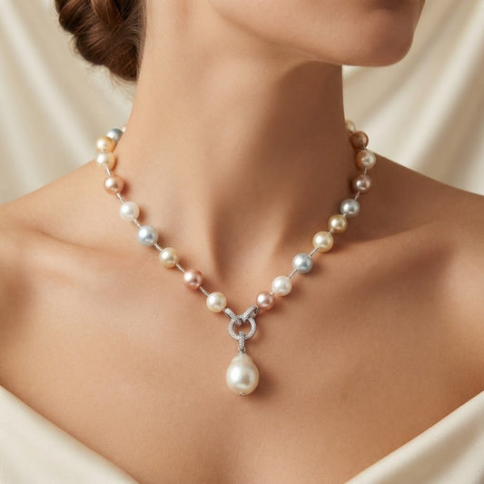 Elegant Multicolor Pearl Pendant Necklace
