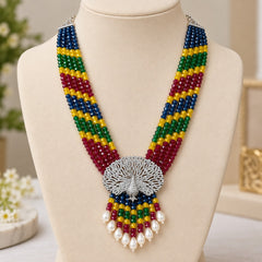 Multicolor Peacock Beaded Necklace
