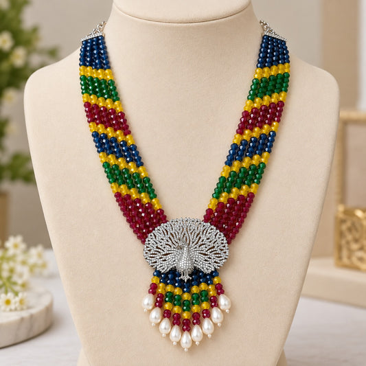 Multicolor Peacock Beaded Necklace