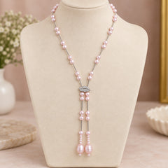 Blush Pink Pearl Lariat Necklace