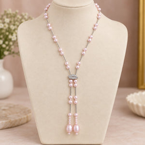 Blush Pink Pearl Lariat Necklace