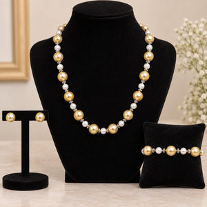 Yellow & White Pearl Jewellery Set