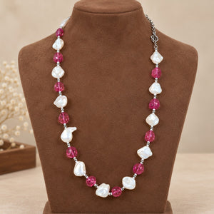 Blush Pink & White Pearl Necklace