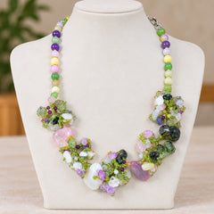 Pastel Green & Lavender Statement Necklace