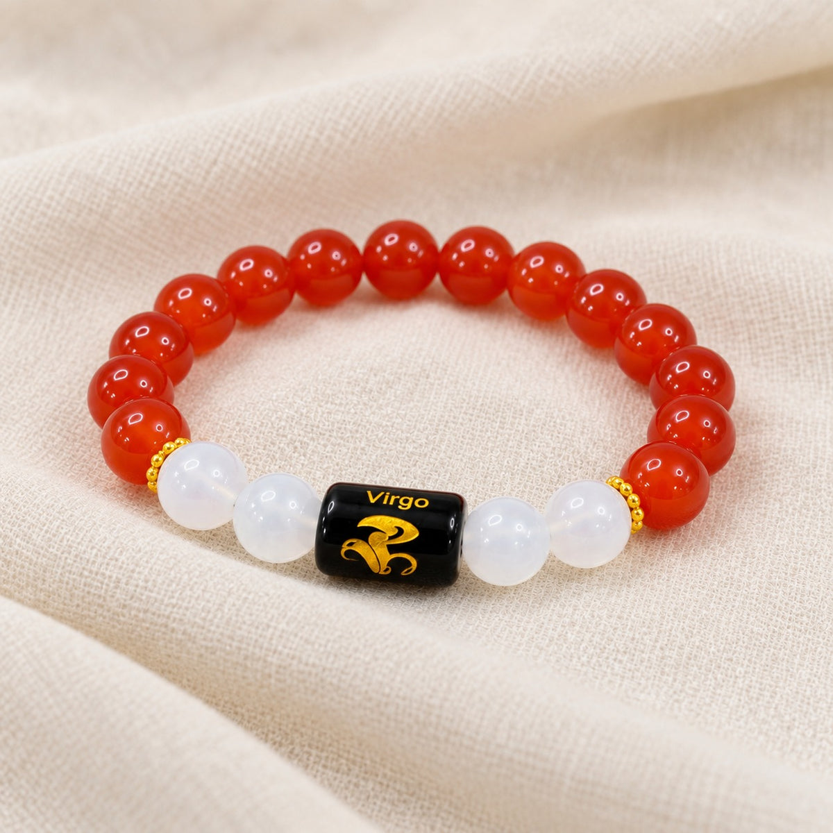 Virgo Carnelian & White Stone Bracelet