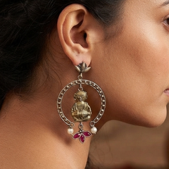 Heritage Lady Dual Tone German Silver Earrings