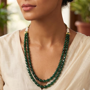 Emerald Grace Two-Strand Gemstone Beaded Necklace